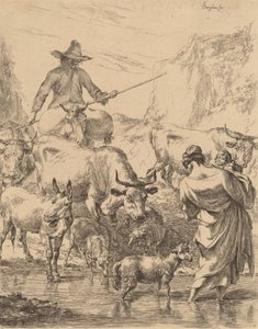 Flok krydser bækken. af Nicolaes Berchem