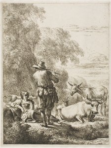 Hyrde, der spiller på fløjte af Nicolaes Berchem