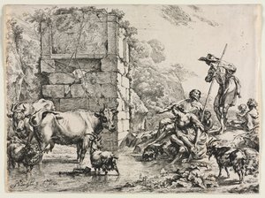 Koen drikker af Nicolaes Berchem
