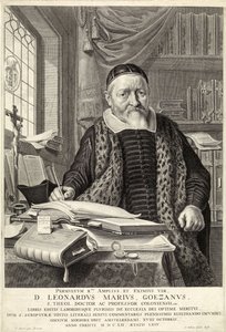 D. Leonardus Marius Goezanus, pub. 1654 (gravering) af Nicolaes Cornelisz (c.1592 1655) Moeyaert