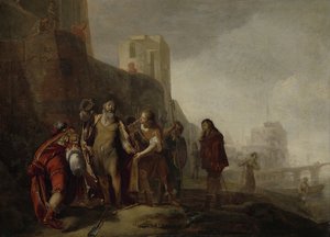 Alexander den Stores legater investerer gartneren Abdalonymus med insignia for kongedømmet af Sidon, 1649 af Nicolaes Knüpfer