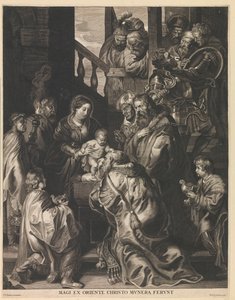 Aanbidding der koningen Magi fra øst bringer gaver til Kristus (titel på objekt)