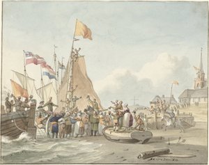Prins Willem Frederiks ankomst til Scheveningen den 30. november 1813 af Nicolaes Lodewick Penning (signed by artist)