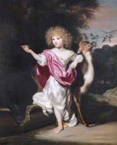 ""Portræt af en pige med en hjort"" (Portræt af en pige med en hjort) Maleri af Nicolaes Maes (1634-1693), - Olie på lærred Dim 58x49 cm Fondation Custodia af Nicolaes Maes