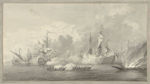 Slaget ved havet, muligvis nær Kijkduin den 21. august 1673 af Nicolaes Muys