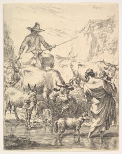 Flokken krydser Strømmen. af Nicolaes Pietersz. Berchem