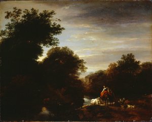 Bønder ved en Ford af Nicolaes Pietersz. Berchem