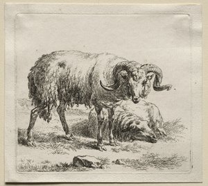 Vædder og får. af Nicolaes Pietersz. Berchem