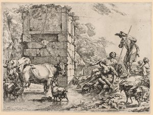 Vandingsstedet. af Nicolaes Pietersz. Berchem