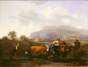 Rejsende bønder (aften) af Nicolaes Pietersz. Berchem