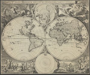 Det nye og mest nøjagtige kort over verden, ca 1690