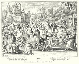 Vinterens glæder (kobberstik) af Nicolaes de (after) Bruyn