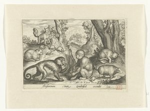 Aber, katte og mus Animalivm qvadrvpedvm (serietitel) Dyr i landskaber (serietitel) af Nicolaes de Bruyn