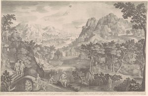 Hosea og den utro kvinde i et landskab af Nicolaes de Bruyn
