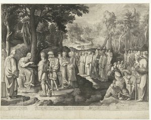 Johannes Døberen prædiker for mængden af Nicolaes de Bruyn