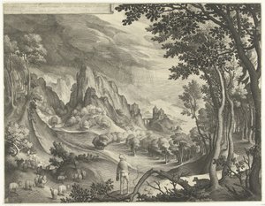 Moses tiltales af Gud på Horeb-bjerget af Nicolaes de Bruyn