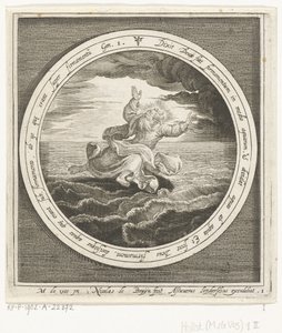 Anden skabelsesdag: Gud adskiller vandmasserne i himmel og hav Fra skabelse til uddrivelse fra paradis (serietitel) af Nicolaes de Bruyn