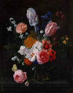 En buket blomster i en krystalvase, 1662.