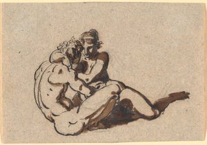 En mand og en kvinde, der omfavner af Nicolai Abildgaard