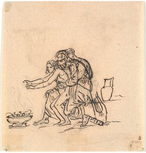 Anakreon og Amaryllis, der varmer hænderne over et bækken af Nicolai Abildgaard