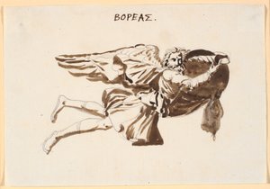 Boreas. Udkast til relief på vindenes tårn i Pamphilus og Davus i samtale af Nicolai Abildgaard