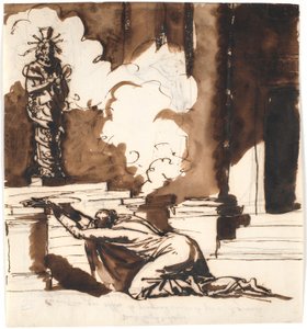 Caracalla ofrer på Serapis-dolkens alter, hvormed han dræbte sin bror af Nicolai Abildgaard