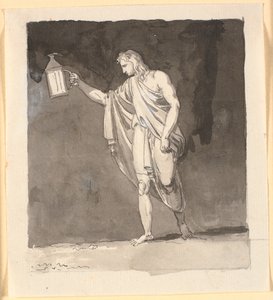 Diogenes der lyser i mørket med en lygte af Nicolai Abildgaard