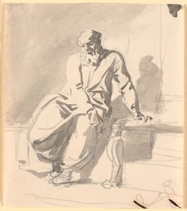 En siddende antik mandsfigur, antagelig Anacreon af Nicolai Abildgaard