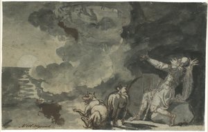 Fingal ser sine forfædres ånder ved månens skin. Scene af Ossian af Nicolai Abildgaard