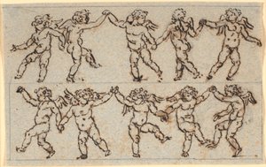 Frise med to rækker dansende amoriner af Nicolai Abildgaard