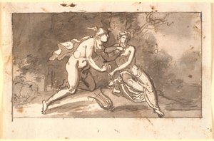 Hermes lærer en ung mand (Apollo ?) at spille på fløjte af Nicolai Abildgaard