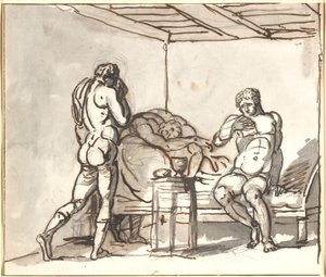 Perikles besøger Anaxagoras, der læser Athenes anklage mod ham for gudsbespottelse af Nicolai Abildgaard