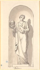 Thalia som statue i en niche af Nicolai Abildgaard