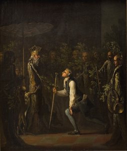 Potuanerne er overrasket over at se Niels Klim Genuflect foran den vise prins. af Nicolai Abildgaard
