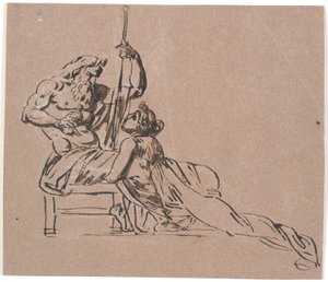 Thetis omfavner bønfaldende Zeus