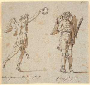 To genier, den ene med oliegren, den anden med fasces af Nicolai Abildgaard