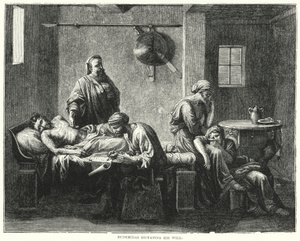 Eudemidas dikterer sit testamente (gravering) af Nicolas (after) Poussin