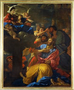 Apparition de la Vierge a Saint Jaques le Majeur - Jomfruen viser sig for Sankt Jakob den Ældre;1629-1630 ... af Nicolas (attr.to) Poussin