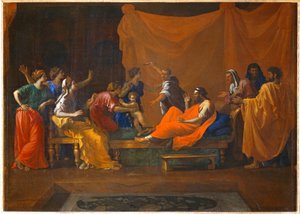 Moise enfant foulant aux pieds la couronne de Pharaon - Spædbarnet Moses tramper på Faraos krone ... af Nicolas (attr.to) Poussin