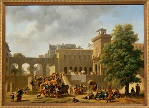 Det ydre af et militærhospital, også kendt som "Franskmændene i Italien", Salon 1804 ... af Nicolas Antoine Taunay