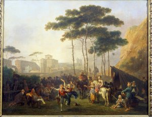Village Dance Maleri af Nicolas Taunay (1755-1830) Reims fra det 19. århundrede, Musee des Beaux Arts af Nicolas Antoine Taunay