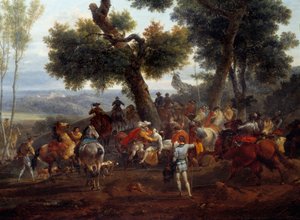 Religionskrigen: "" Mødet mellem kongen af Frankrig Henri IV (1553-1610) og Sully efter slaget ved Ivry i 1590"" Slaget ved Ivry den 14/03/1590 så den kongelige hærs sejr mod katolske liga. Maximilian af Bethune, hertug af Sully (1 af Nicolas Antoine Taunay