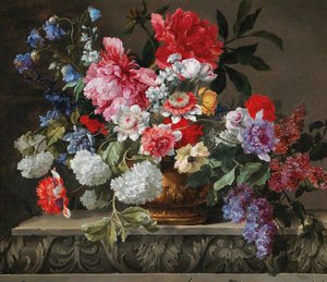 Stilleben af roser, tulipaner, anemoner og syren, anden halvdel af 1600-tallet. af Nicolas Baudesson