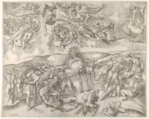 Konvertering af Saul fra Michelangelos fresco i Pauline -kapellet i Vatikanet ..., CA. 1545-60.