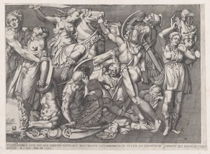 Mirror of Roman Magnificence: Battle of the Amazons, 1559., 1559. af Nicolas Beatrizet