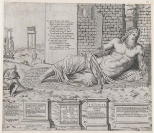 Mirror of Roman Magnificence: Marforius, 1550., 1550. af Nicolas Beatrizet.