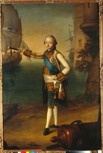 Portræt af storhertug Pavel Petrovich (1754-1801, Paul I af Rusland) i admiraluniform (Portræt af storhertug Pavel Petrovich i admiraluniform) - Maleri af Nicolas Benjamin Delapierre (1739-1802), olie på lærred af Nicolas Benjamin Delapierre