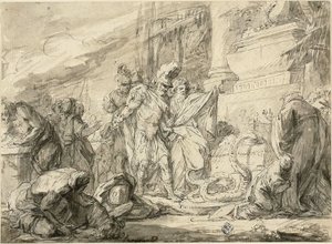 Æneas ved Anchises grav (højre); Æneas ved Anchises Tome (vers)