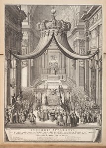 Begravelse af Christina, dronning af Sverige Funebris-apparat (...) (titel på objekt) af Nicolas Dorigny
