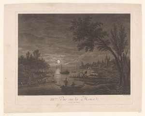 Natudsigt over Maas med fiskere III.ème Vue sur la Meuse. (titel på objekt) af Nicolas Dufour